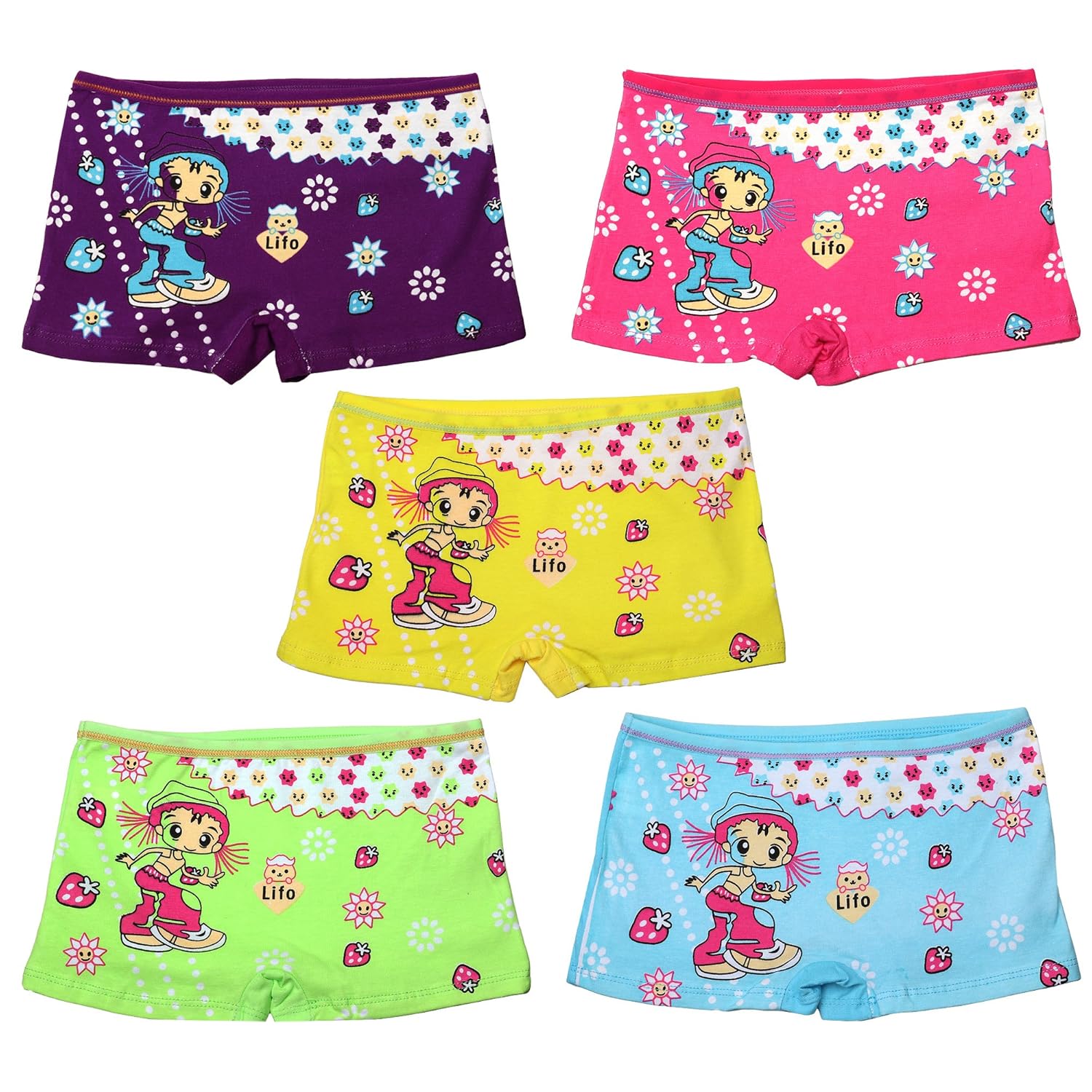 lovati 5包儿童男孩/女孩超软内裤平角内裤平角2 – 10岁 多色